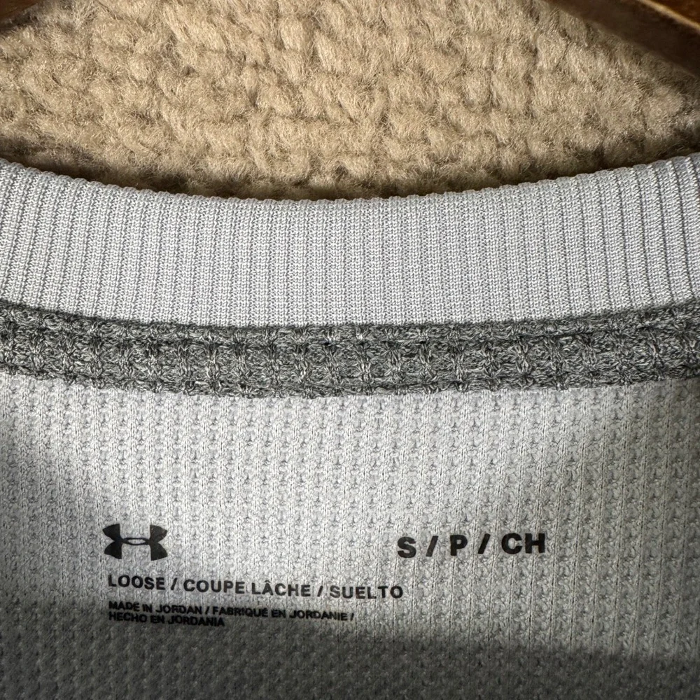Under Armour Waffle Henley Mens Small Gray Long Sleeve Thermal Shirt New Knit